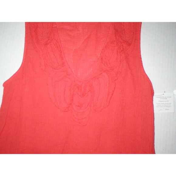 New Natori Sleeveless Maxi Night Gown Dress Embroidered Womens XS Red Orange - Picture 7 of 10